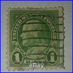 1 Cent Benjamin Franklin Green Stamp Used Rare