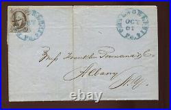 1 Franklin Imperf Used Stamp on Cover Philadelphia PA to Albany NY (LV 1635)