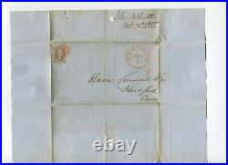 1 Franklin Imperf Used Stamp on Nice 1850 Cover to Hartford CT (Cv 828)
