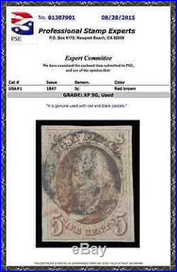 #1 Used PSE Graded 90 with Red Black cancels, PSE Cert # 01307001 & PF Cert
