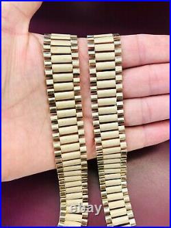 10k Yellow Gold Mens Wide Rolex Link Style Chain Necklace 85.7 Grams 26 20 MM