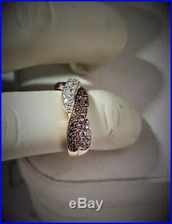 14K Chocolate White Diamond Band Twist Size 5. Perfect for Le Vian Rings