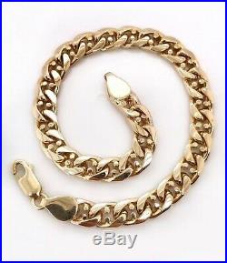 14K Solid Yellow Gold Mens Cuban Anchor Mariner Link Bracelet 22 Grams 6.4 MM 8