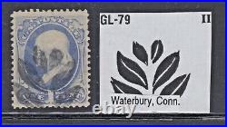 #156 Used Fancy Leaf Cancel of Waterbury, CT Scarce & Desirable (JH 4/25)