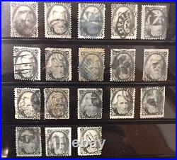 18 Used Black Jack Stamps 1863-1869 Scott's 73 And 93