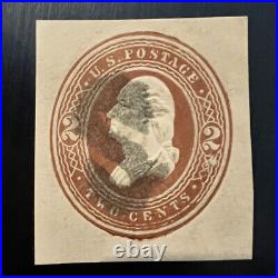 1800's 2C WASHINGTON BROWN CUT SQUARE WITH INTERESTING S FANCY CANCEL