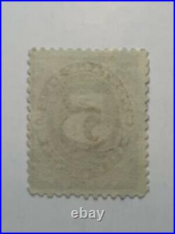 1800's US 5 POSTAGE DUE STAMP WITH BEADED CIRCLE FANCY CANCEL