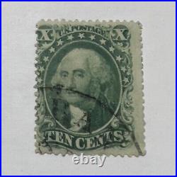 1850s-1860s RARE UNITED STATES 10C GREEN GEORGE WASHINGTON STAMP WITH CANCEL