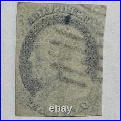 1850s-1860s U. S. 1C IMPERF BENJAMIN FRANKLIN STAMP BLUE SIDE PROFILE