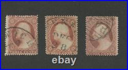 1857 United States Postage Stamps #25A Set Used Plates 2-3-5 Certified