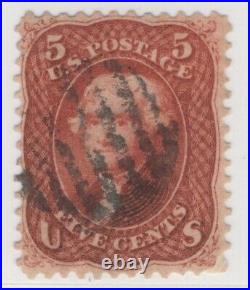 1862 US SC 75 5c Red Brown, Jefferson, Used F/VF, Fantastic Color