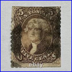 1863 U. S. 5c Stamp #76 Thomas Jefferson Brown