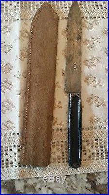 1874 Indian War Stamped US Army Field Mess Kit Knife Utensil with Leather Sheath