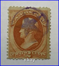 1875 Us 2c Stamp With Purple Circled Star Fancy Cancel