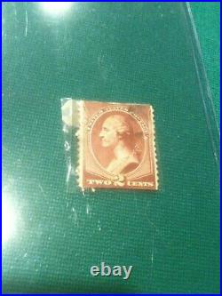 1880's George Washington RARE 2 cent stamp Fancy Cancel Red Brown Color