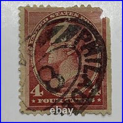 1888 Us 4c Stamp With Interesting Stretched Out Philadelphia Cancel