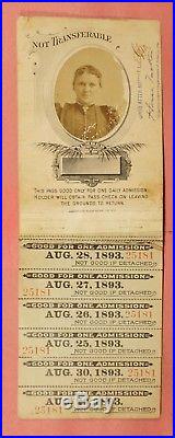 1893 WORLDS COLUMBIAN EXPO EXHIBITOR ADMISSION TICKET BOOKLET With TICKETS