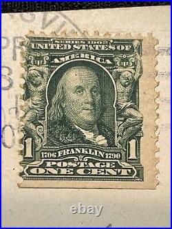 1902 Series Benjamin Franklin green cancelled stamp RARE