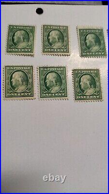 1908 1 Cent Benjamin Franklin Dark Green Stamp
