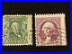 1908 B Franklin 1 Cent / 1 G Washington 3 cent stamps with unperforated Errors