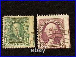 1908 B Franklin 1 Cent / 1 G Washington 3 cent stamps with unperforated Errors