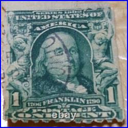 1908 Benjamin Franklin 1¢ Vintage Stamp Green RARE ANTIQUE