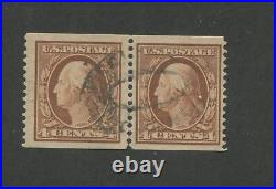 1909 United States Postage Stamps #354 Used F/VF Coil Pair PSE Certified