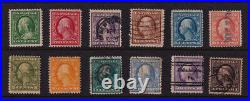 1909 Washington Sc 331-342 1c to $1 used singles set of 12 CV $156 CS