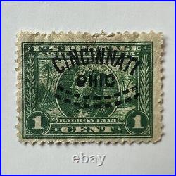 1913 Us Stamp #397 With Interesting Oval Cincinnati Ohio Fancy Cancel
