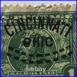 1913 Us Stamp #397 With Interesting Oval Cincinnati Ohio Fancy Cancel