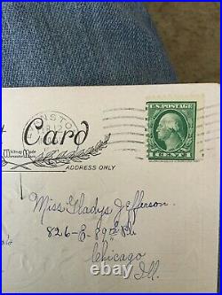 1915 US 1 Cent Stamp George Washington Off Center On Postcard Used