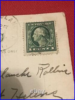 1923 George Washington 1 Cent Stamp With Post Card Of Center Rare