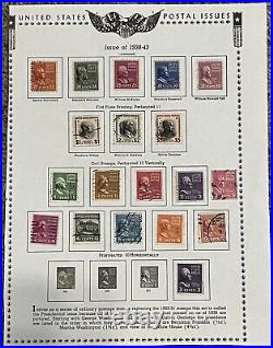 1938-1943 Us Presidential Series Stamps On Album Page $1 $2 $5 High Denomination