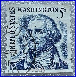 1967 Geo. Washington, Rare United States Postage, 5 Cents Stamp, Blue
