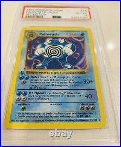 1999 Pokemon #13 Poliwrath 1st Edition Holo Shadowless PSA VG-EX Thick Stamp