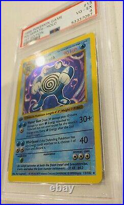 1999 Pokemon #13 Poliwrath 1st Edition Holo Shadowless PSA VG-EX Thick Stamp