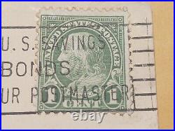 1cent Ben Franklin Green Postage Stamp. Merchants And Miners Transportation Co