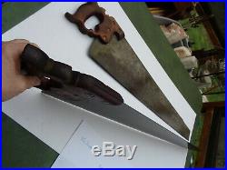 2 Early 1900's Hand Saws # 12 Henry DISSTON & SONS, 24& 26 blade stamped 7