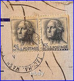 2 George Washington 5 cent Rare Used stamp 1950s United States Postage envelope