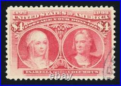 #244, $4.00 Isabella & Columbus, USED, XF, bold color, 2016 PF cert (graded 90)