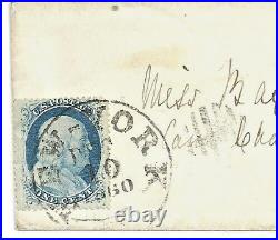 #26b, imperf between, and 24, on small cover New York to Boston, cv $7500