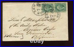 32-33 Used Pair on Cover NY to San Francisco'Via Steamer' withOcean Mail Cancels