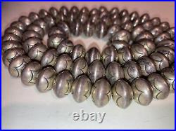 33.5 Navajo Old Pawn Stamped Beads Necklace Sterling Silver Fred Harvey era