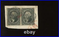 36 Washington Used Pair of 2 Stamps on Piece with Weiss Cert (Bz 719)