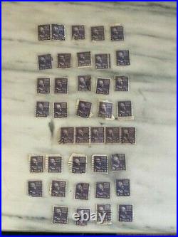39 Vintage Rare US 3 Cent Thomas Jefferson Stamps Purple / Violet