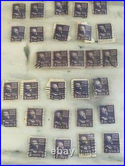 39 Vintage Rare US 3 Cent Thomas Jefferson Stamps Purple / Violet