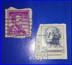 4¢ Purple Abe Lincoln + 5¢ George Washington Stamps Used