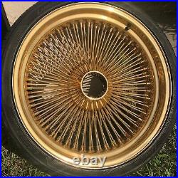 4 REAL Dayton 20 Wire Wheels Stamped Gold Dayton Wire Wheels 90s Gold 144 Spoke