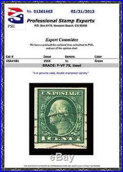 #481 Used, Double Impression, PSE Graded 75, PSE Certificate # 01261463