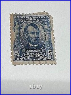 5 Lincoln U. S. Stamp series 1902 USED